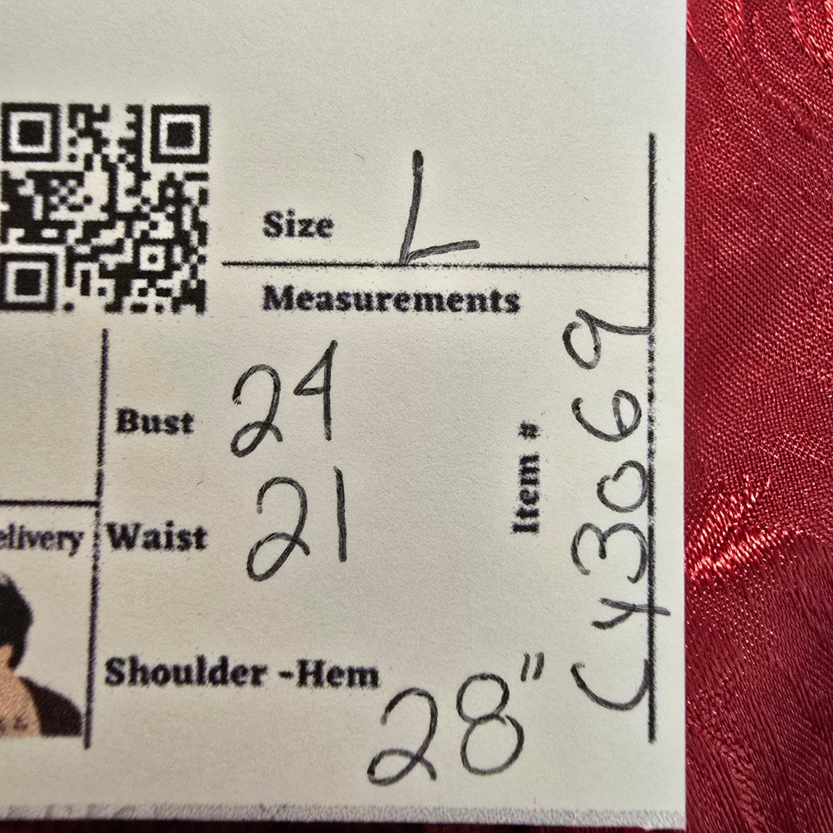 Red Floral Print Asian jacket with Lace Trim Size L