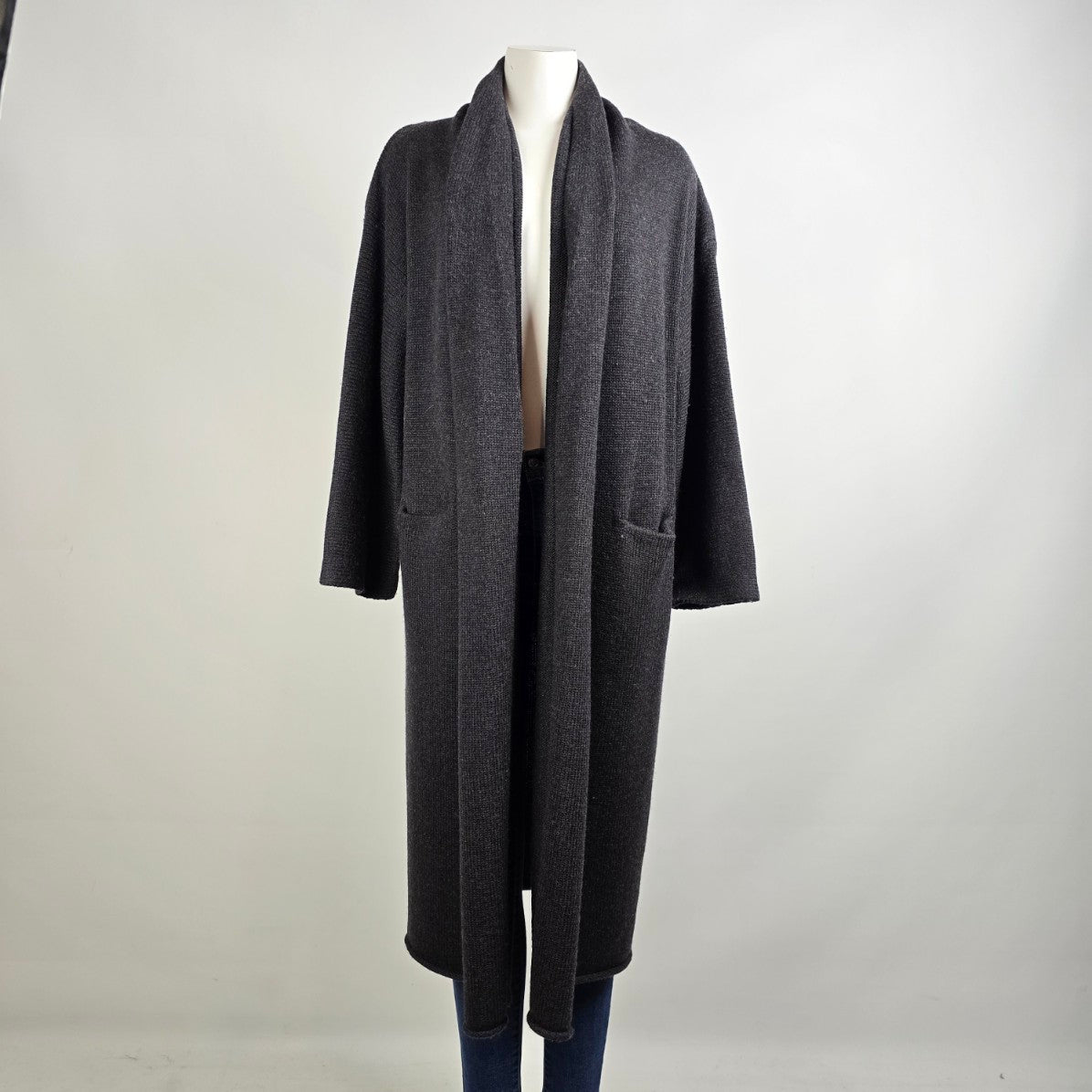 Babaton Grey Merino Wool Long Cardigan Size S/M