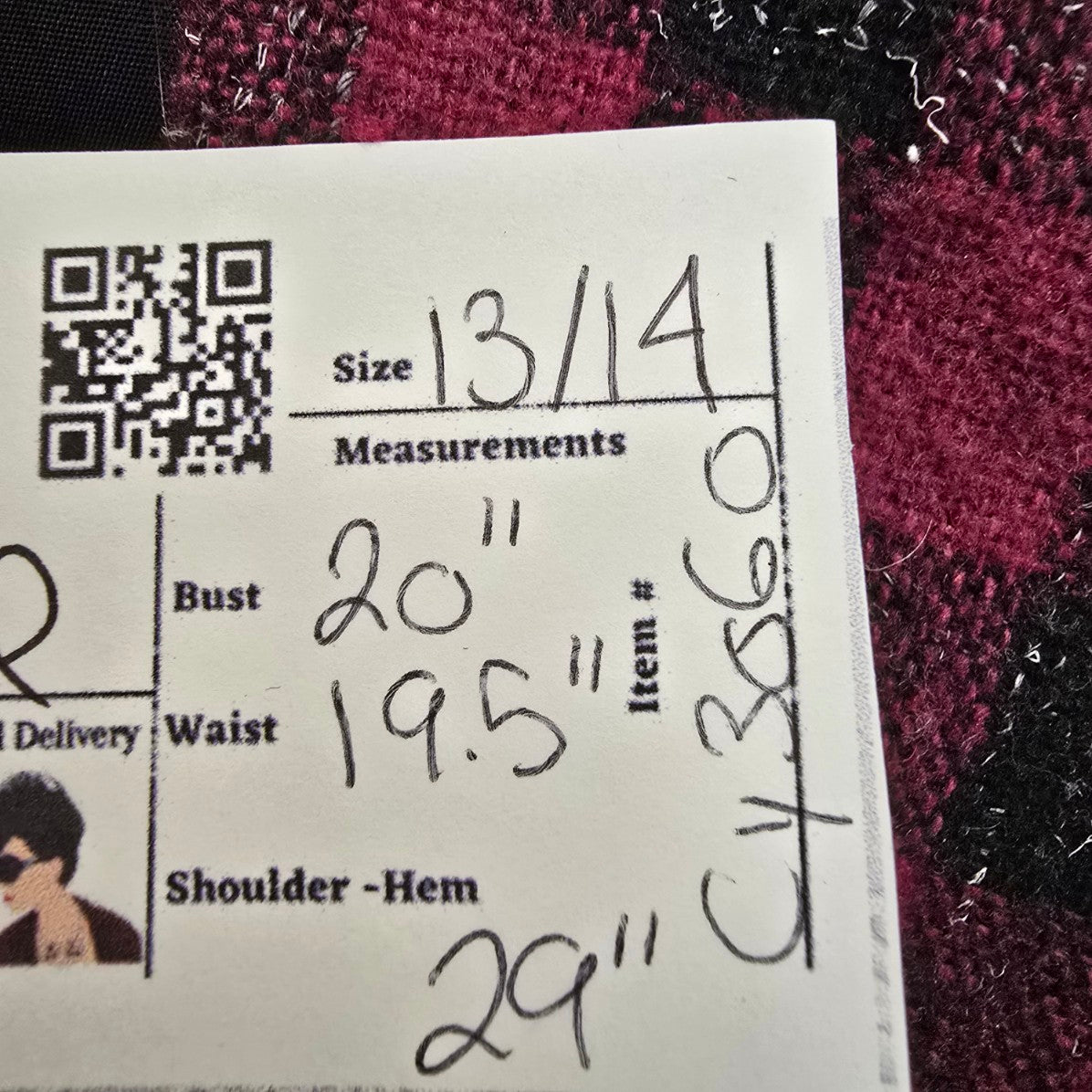 Vintage Alva Pink Check Wool Tweed Blazer Size 13/14