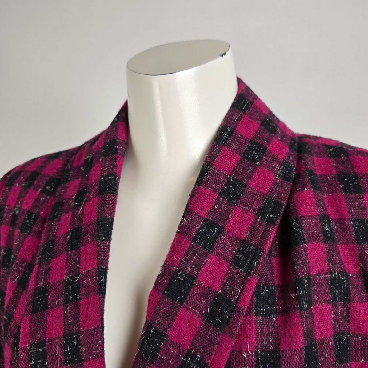 Vintage Alva Pink Check Wool Tweed Blazer Size 13/14