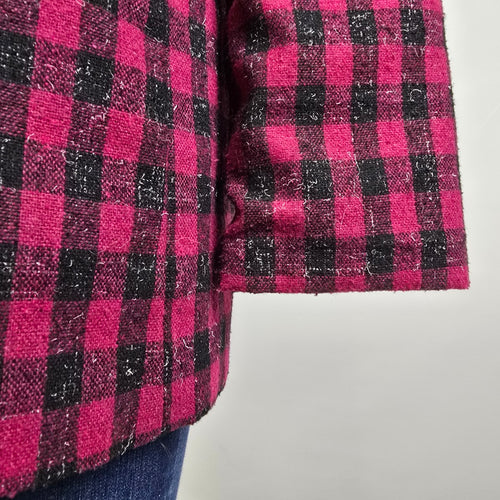 Vintage Alva Pink Check Wool Tweed Blazer Size 13/14