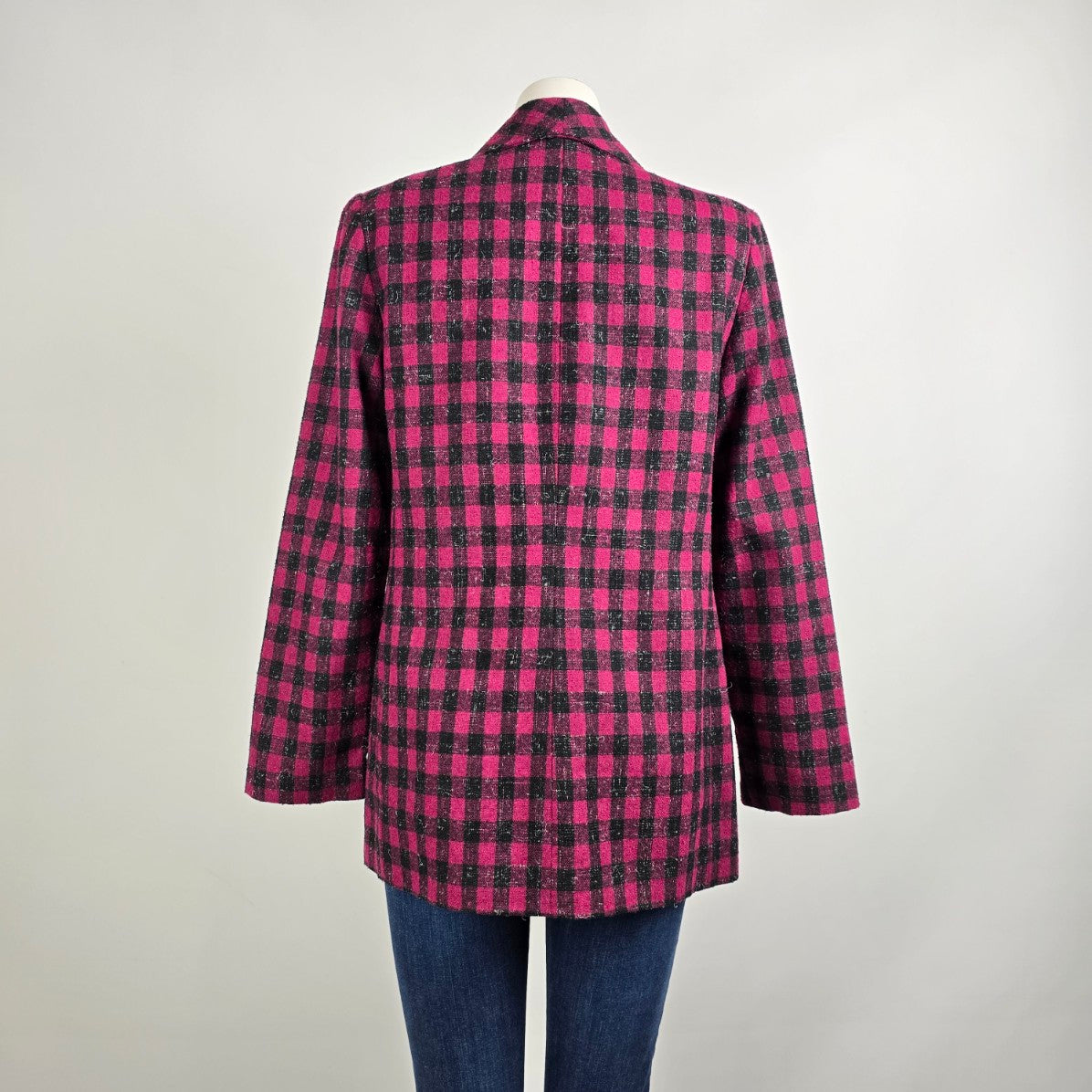 Vintage Alva Pink Check Wool Tweed Blazer Size 13/14