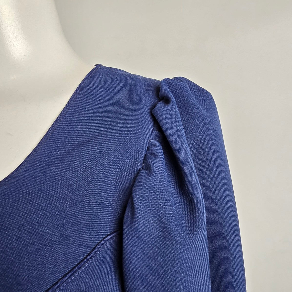 Vintage Ernst Licht Navy Blue Button Up Puff Sleeve Jacket Size 12