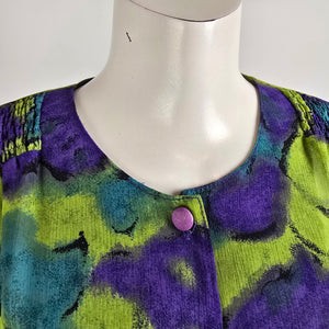 Vintage Orite Blue & Green Floral Button Up Jacket Size 9/10