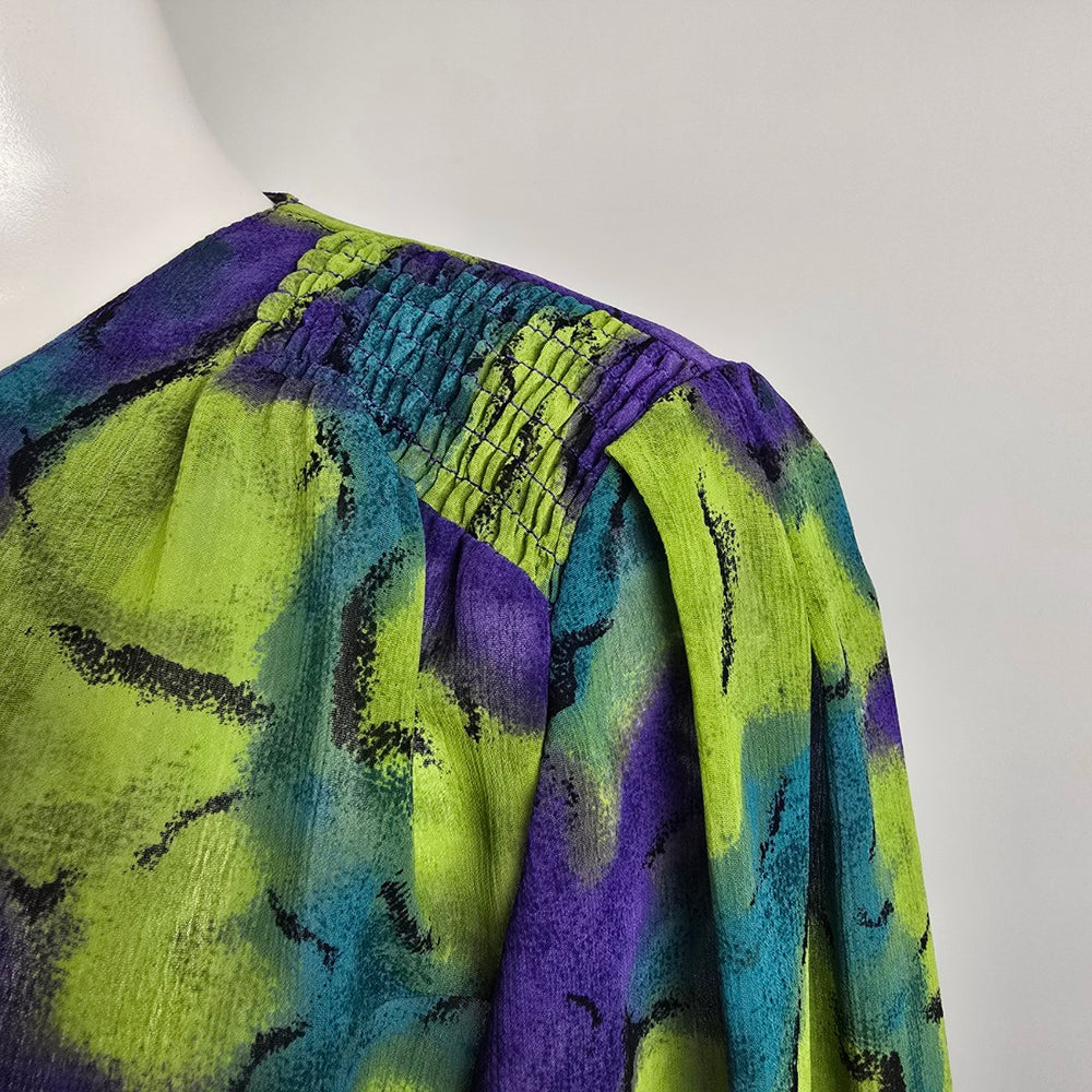 Vintage Orite Blue & Green Floral Button Up Jacket Size 9/10