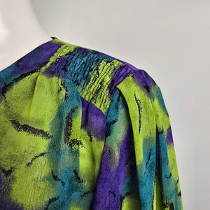 Vintage Orite Blue & Green Floral Button Up Jacket Size 9/10