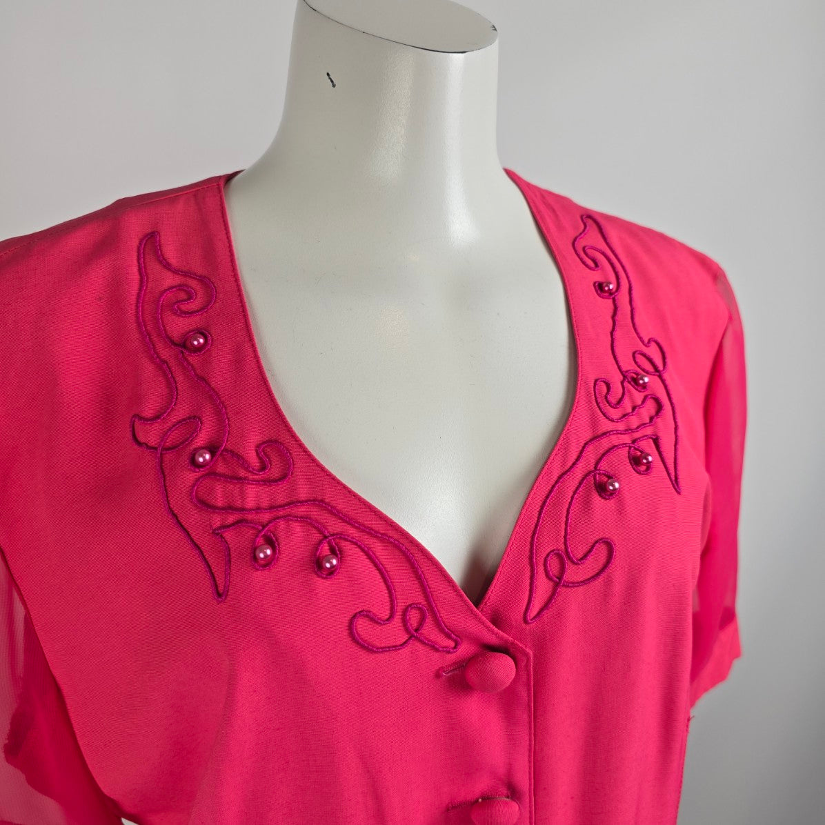 Vintage Sophisticate Pink Sheer Sleeve Jacket Size 14