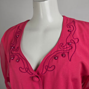 Vintage Sophisticate Pink Sheer Sleeve Jacket Size 14