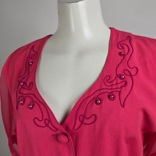 Vintage Sophisticate Pink Sheer Sleeve Jacket Size 14
