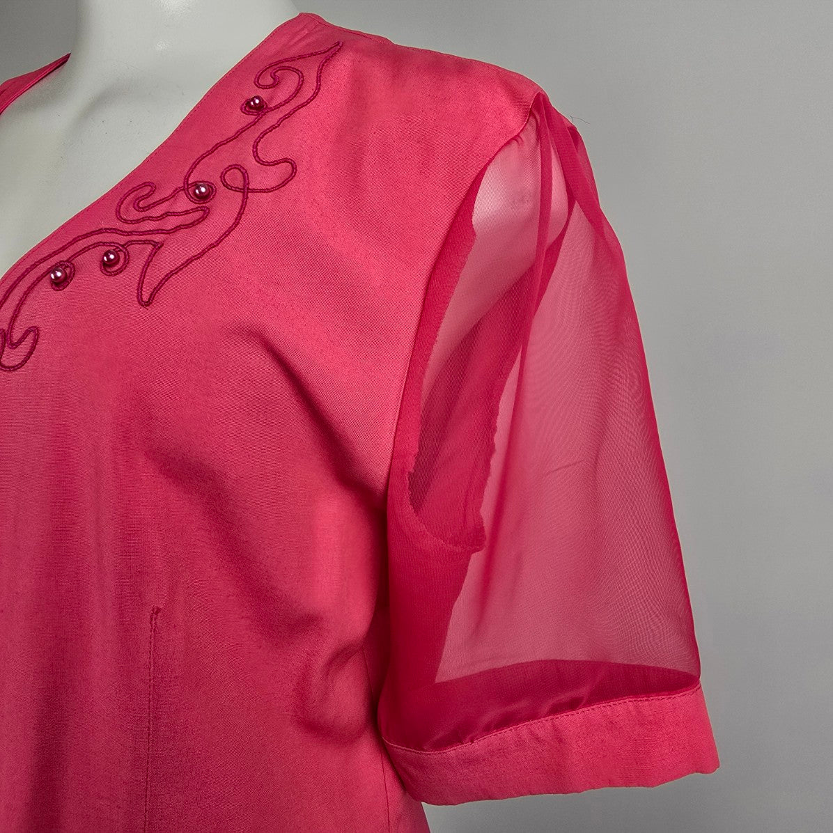 Vintage Sophisticate Pink Sheer Sleeve Jacket Size 14