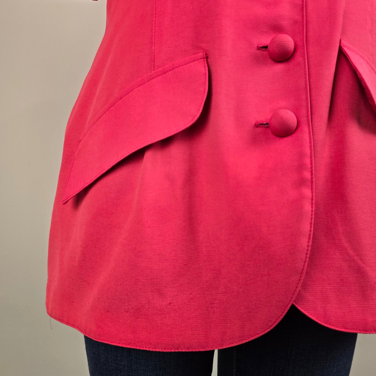 Vintage Sophisticate Pink Sheer Sleeve Jacket Size 14