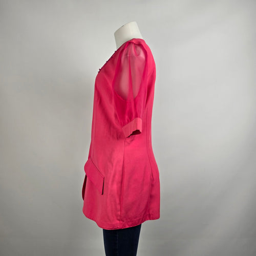 Vintage Sophisticate Pink Sheer Sleeve Jacket Size 14
