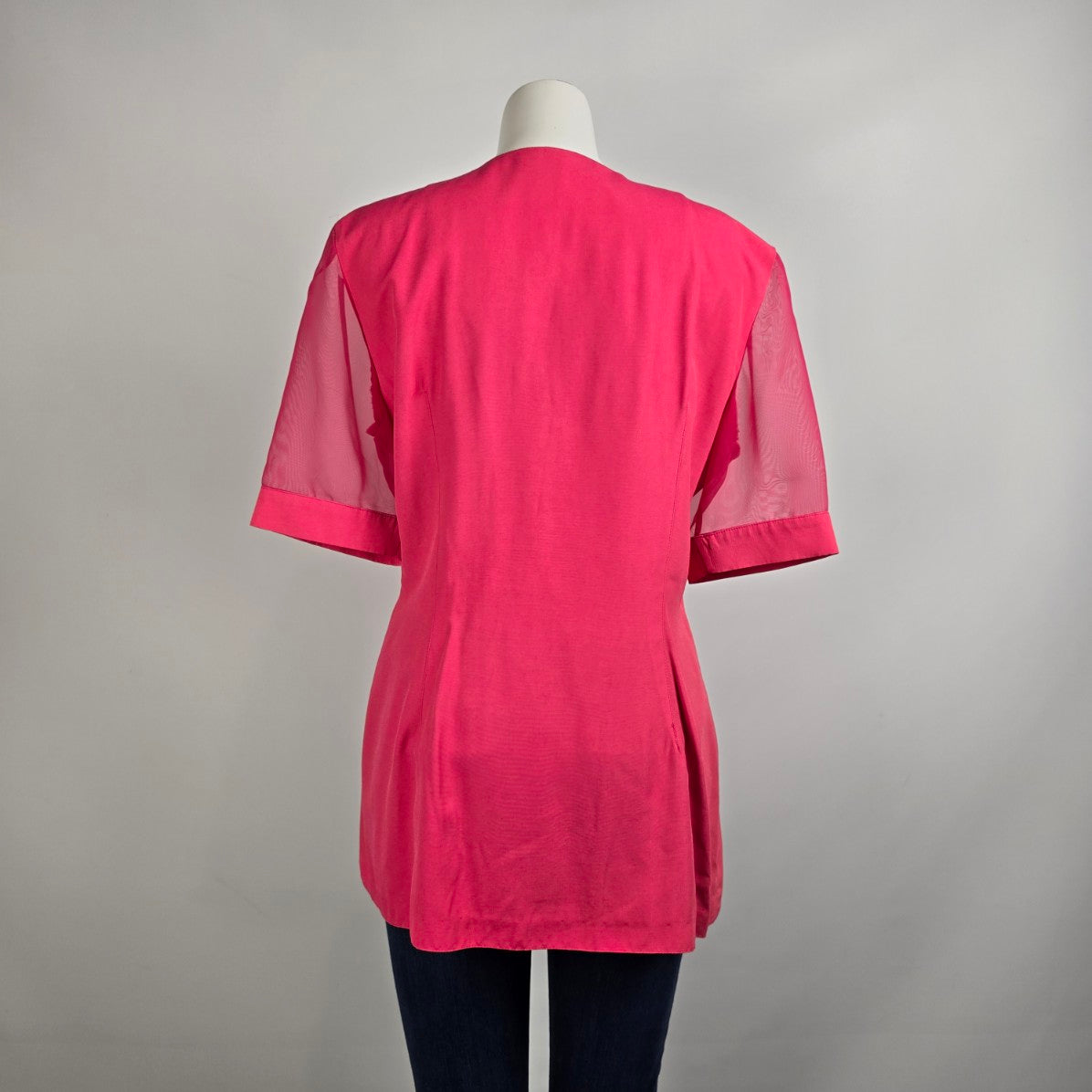 Vintage Sophisticate Pink Sheer Sleeve Jacket Size 14