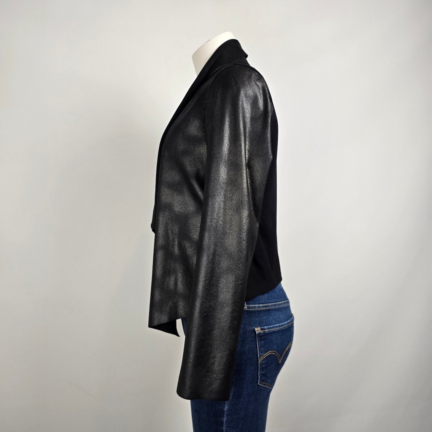 Brenda Beddome Black Waterflall Jacket Size 12