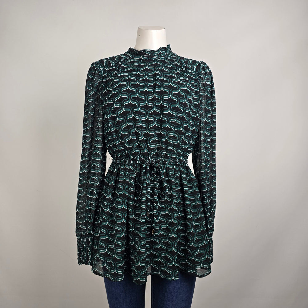 Ever New Green Printed Peplum Blouse Top Size 6