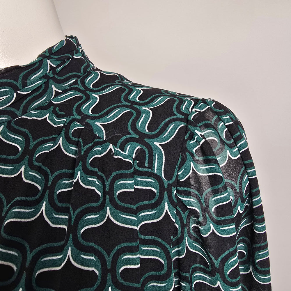 Ever New Green Printed Peplum Blouse Top Size 6