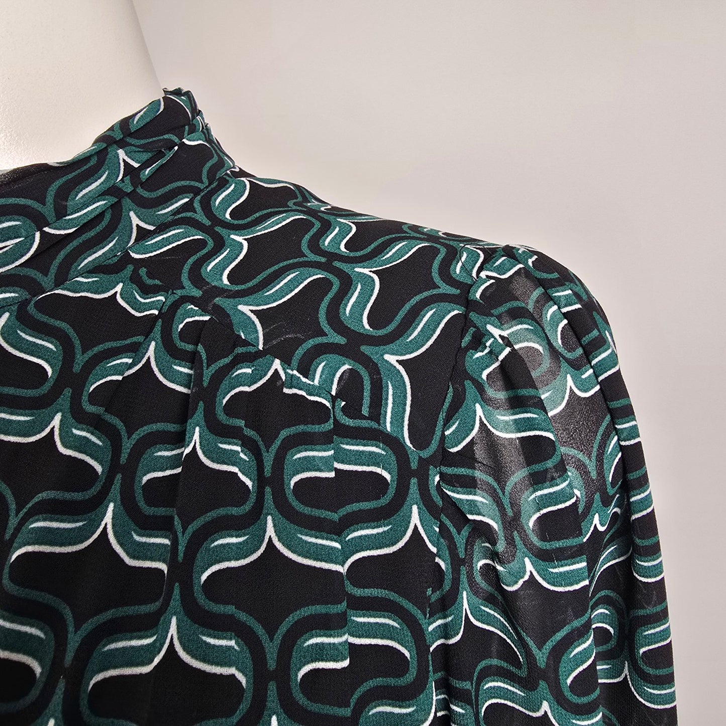 Ever New Green Printed Peplum Blouse Top Size 6