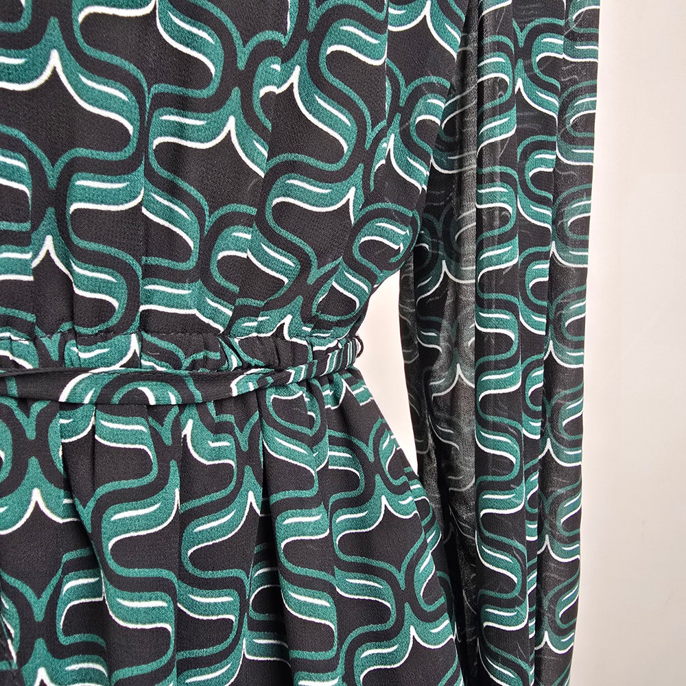 Ever New Green Printed Peplum Blouse Top Size 6