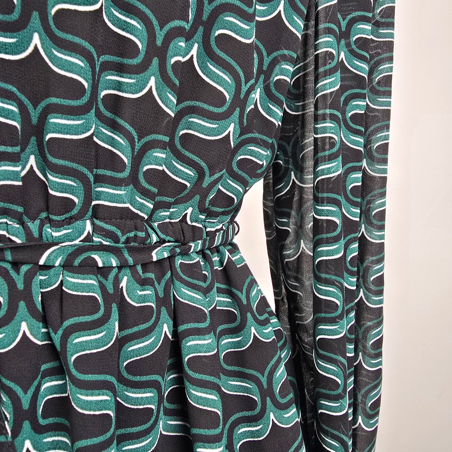 Ever New Green Printed Peplum Blouse Top Size 6