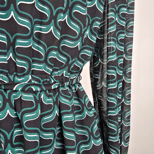 Ever New Green Printed Peplum Blouse Top Size 6