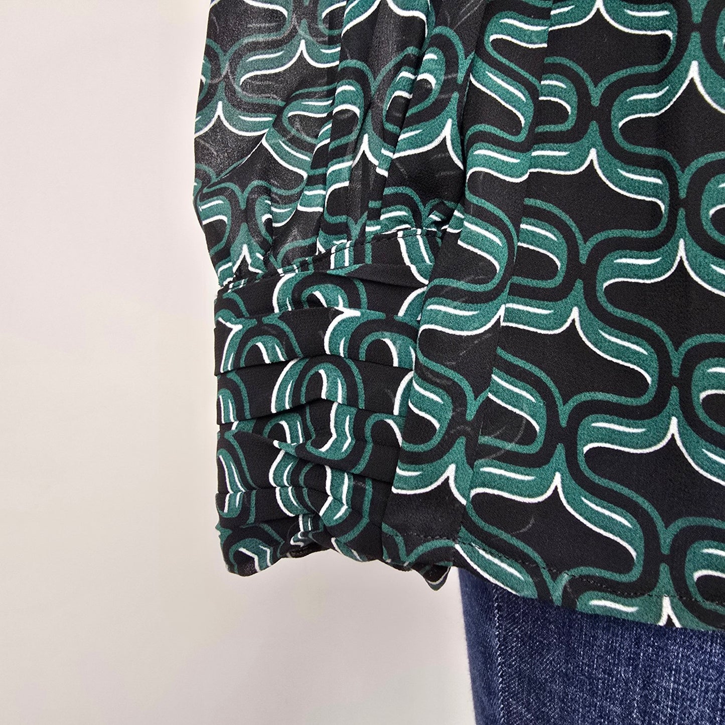 Ever New Green Printed Peplum Blouse Top Size 6