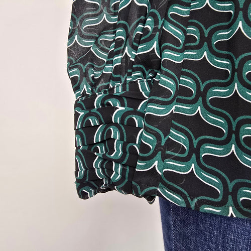 Ever New Green Printed Peplum Blouse Top Size 6