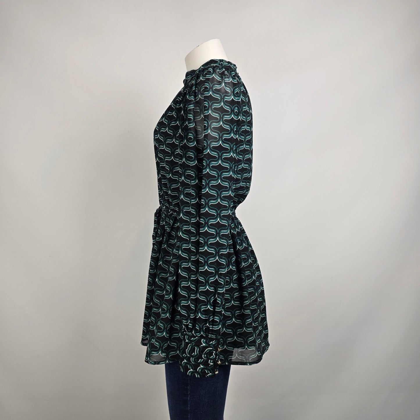 Ever New Green Printed Peplum Blouse Top Size 6