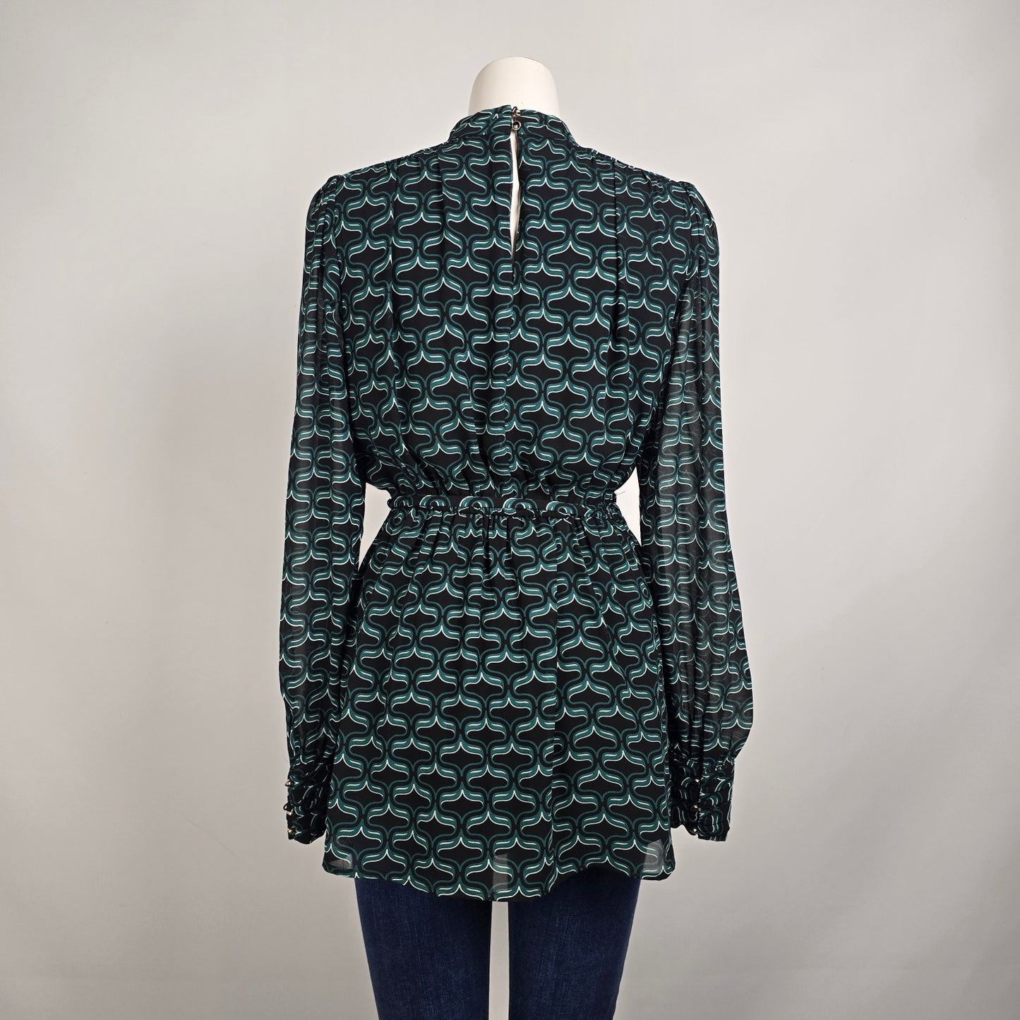 Ever New Green Printed Peplum Blouse Top Size 6