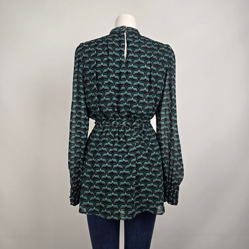 Ever New Green Printed Peplum Blouse Top Size 6