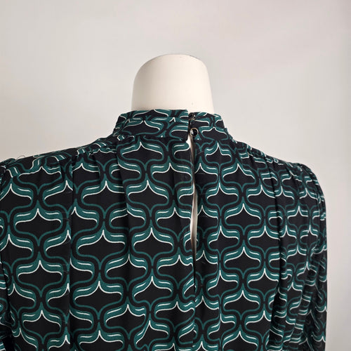 Ever New Green Printed Peplum Blouse Top Size 6