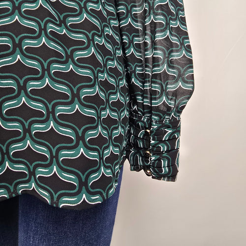 Ever New Green Printed Peplum Blouse Top Size 6