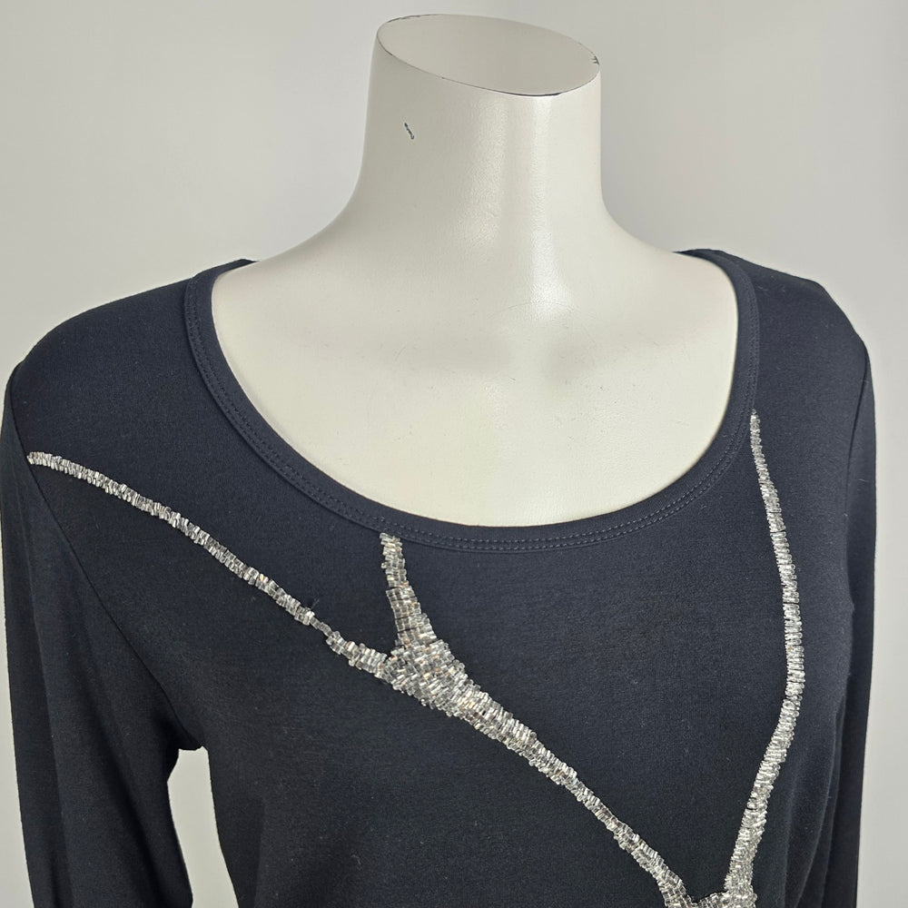 Adam Jacobs Black Beaded Detail Top Size S