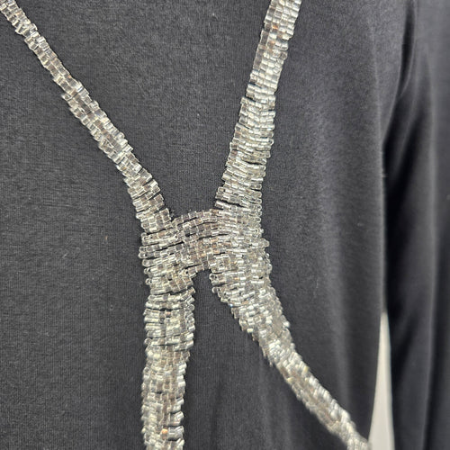 Adam Jacobs Black Beaded Detail Top Size S