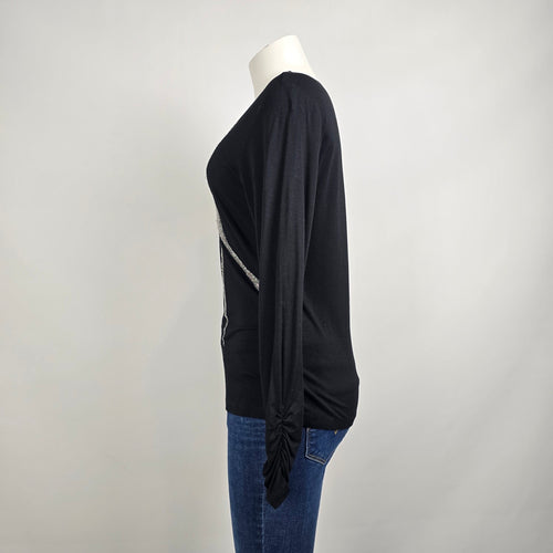 Adam Jacobs Black Beaded Detail Top Size S