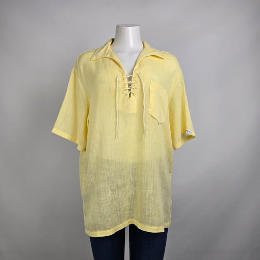 Vintage Made in Paradise Yellow Short Sleeve Top Size M/L