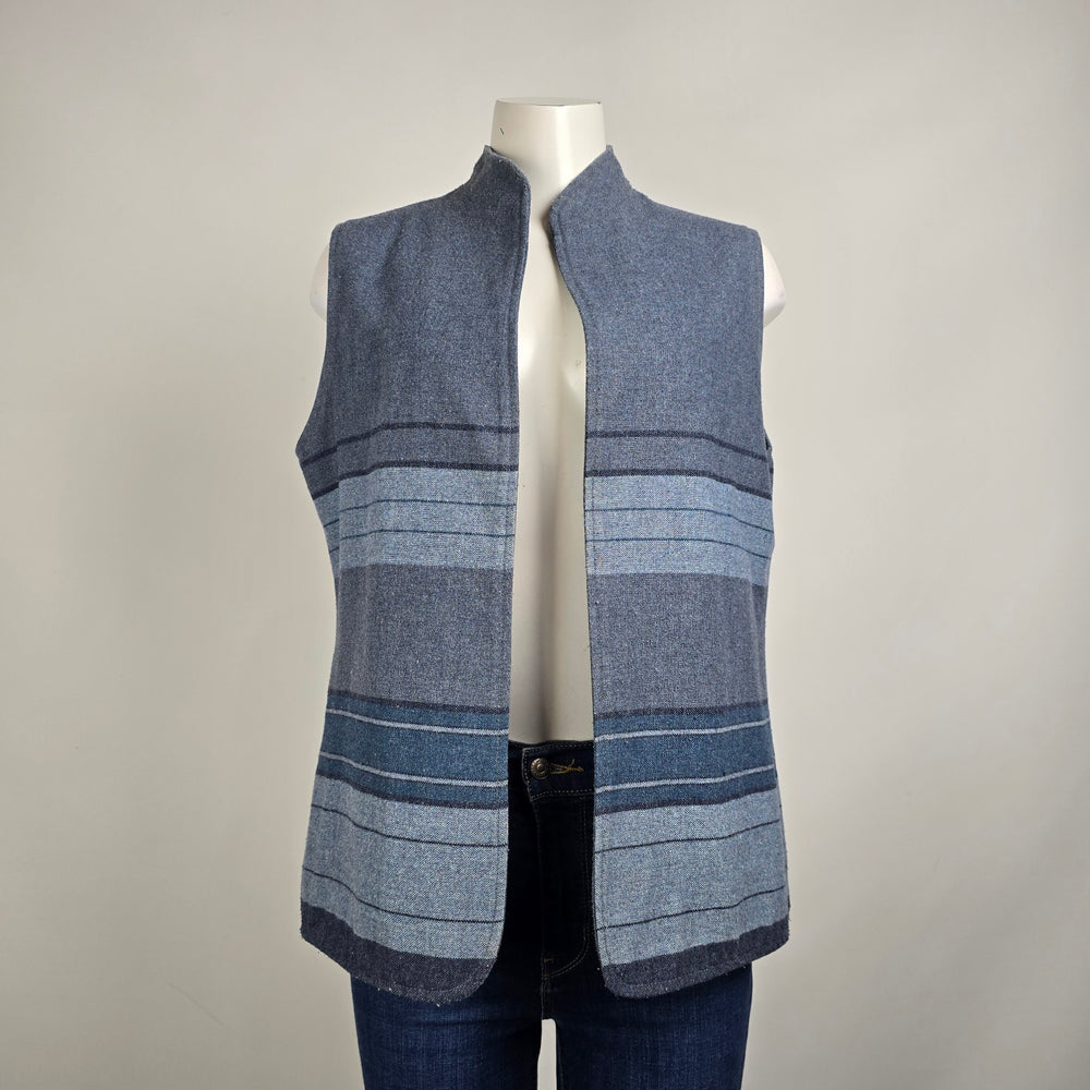 Vintage Blue Wool Striped Vest Size M/L