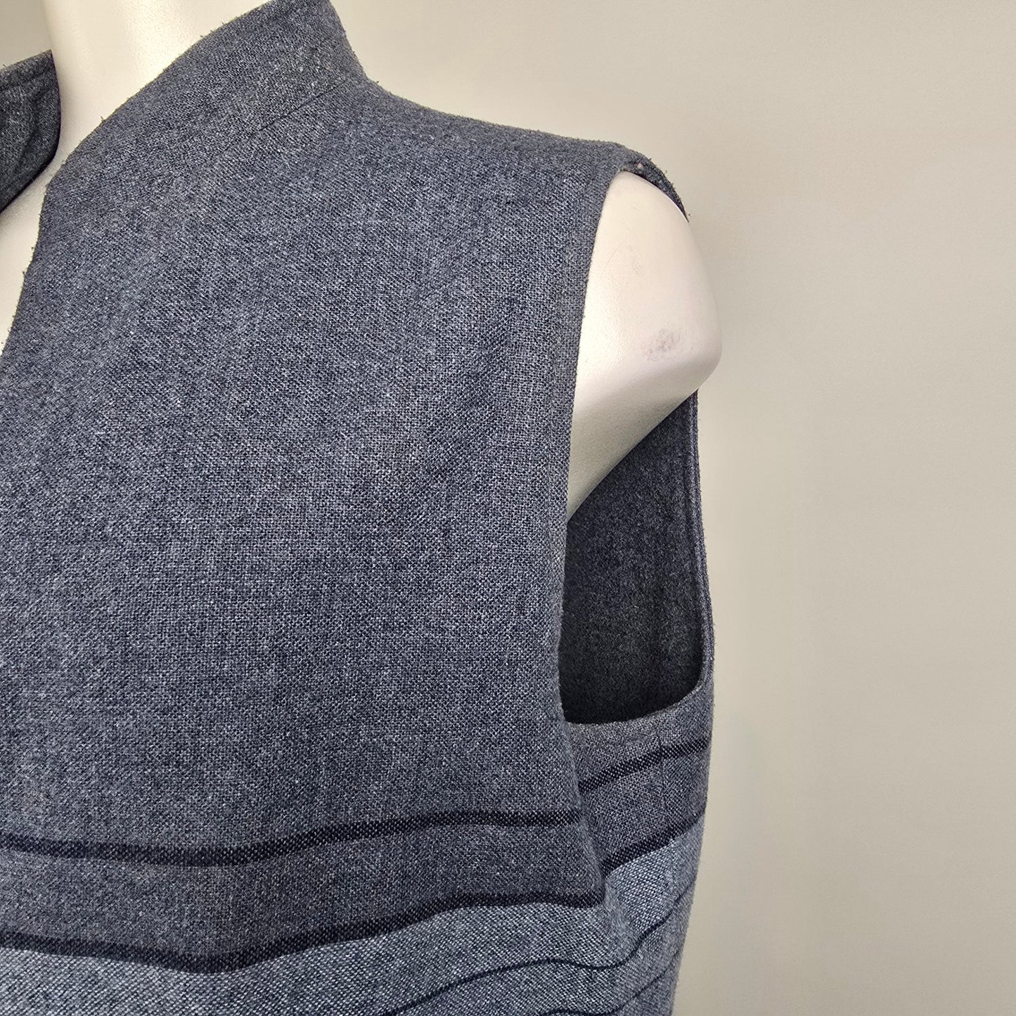 Vintage Blue Wool Striped Vest Size M/L