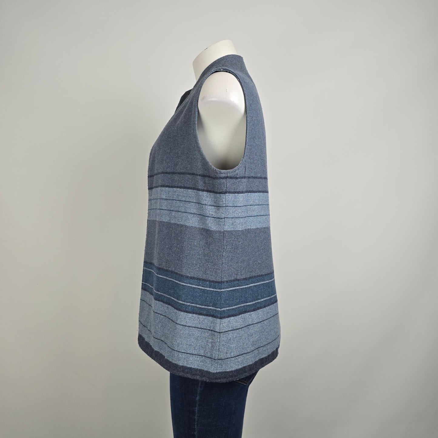 Vintage Blue Wool Striped Vest Size M/L