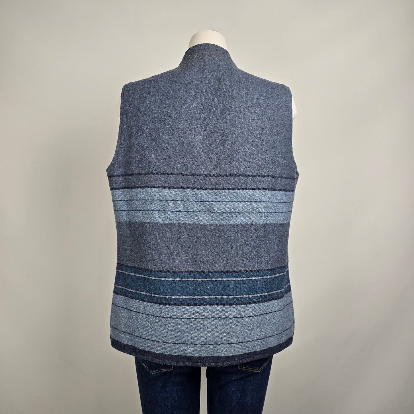 Vintage Blue Wool Striped Vest Size M/L