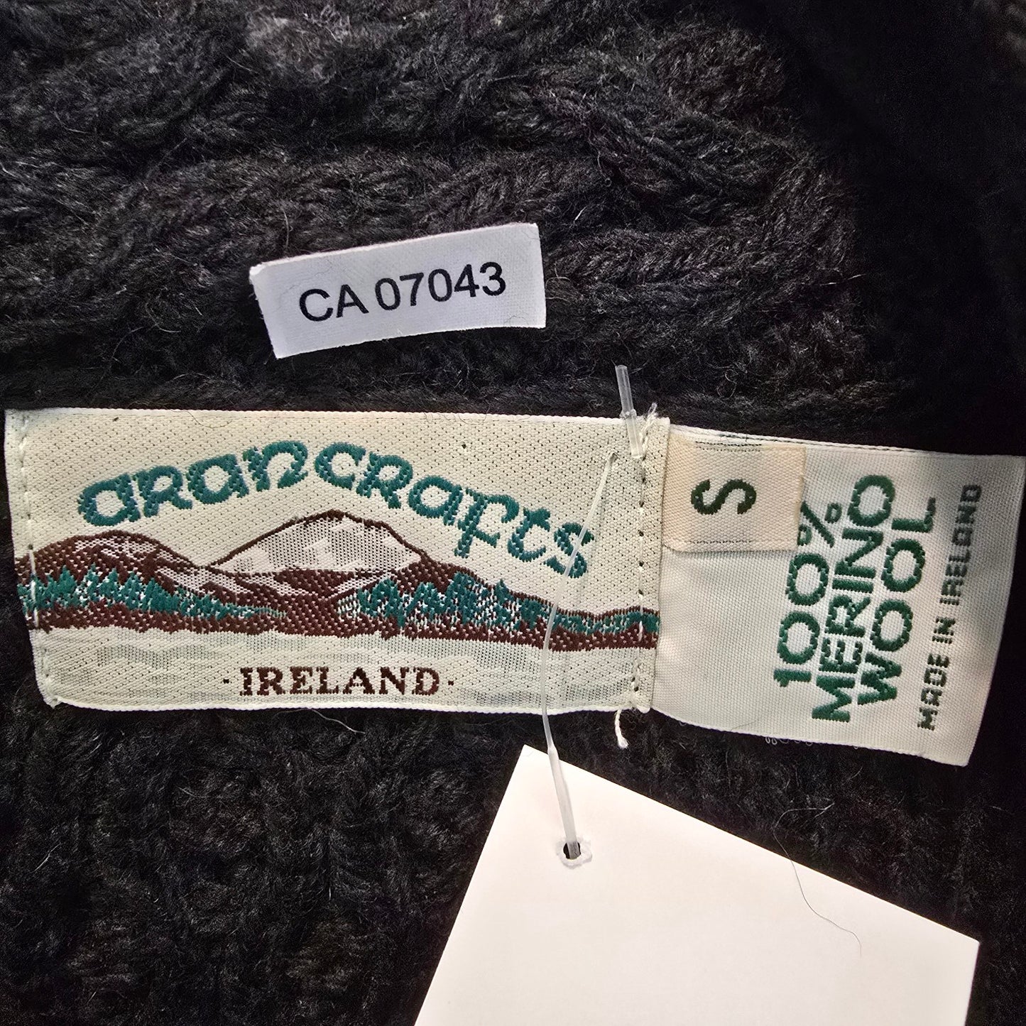 Aran Crafts Black Merino Wool Zip Up Cardigan Size S