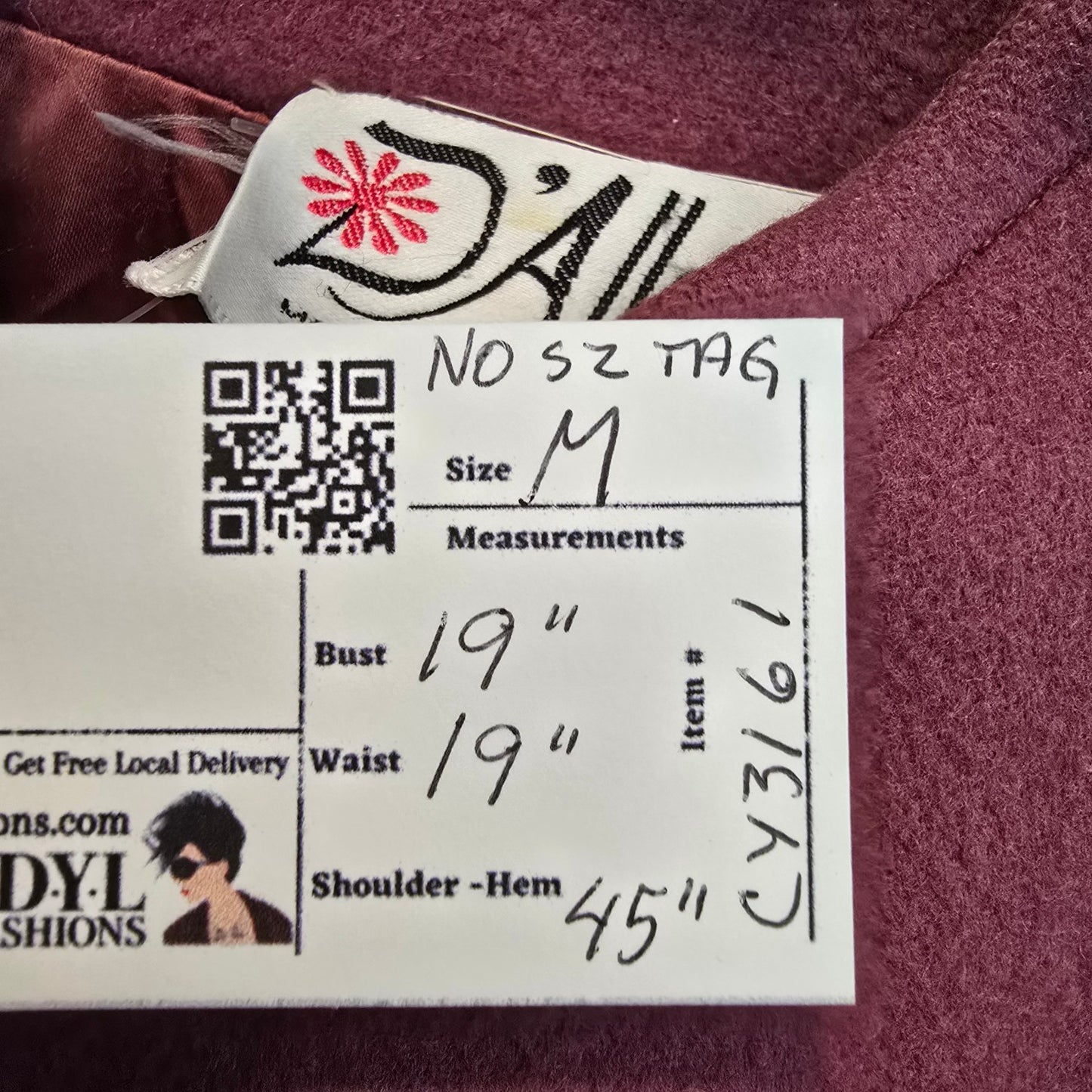 Vintage D'allairds Union Label Pink Wool Button Up Pea Coat Size M