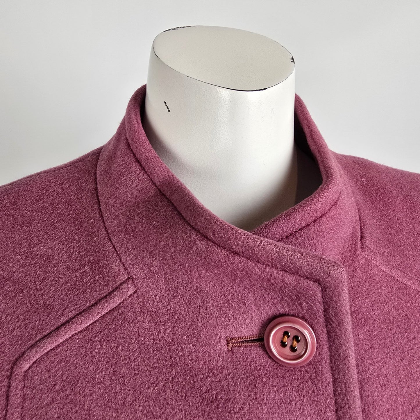 Vintage D'allairds Union Label Pink Wool Button Up Pea Coat Size M