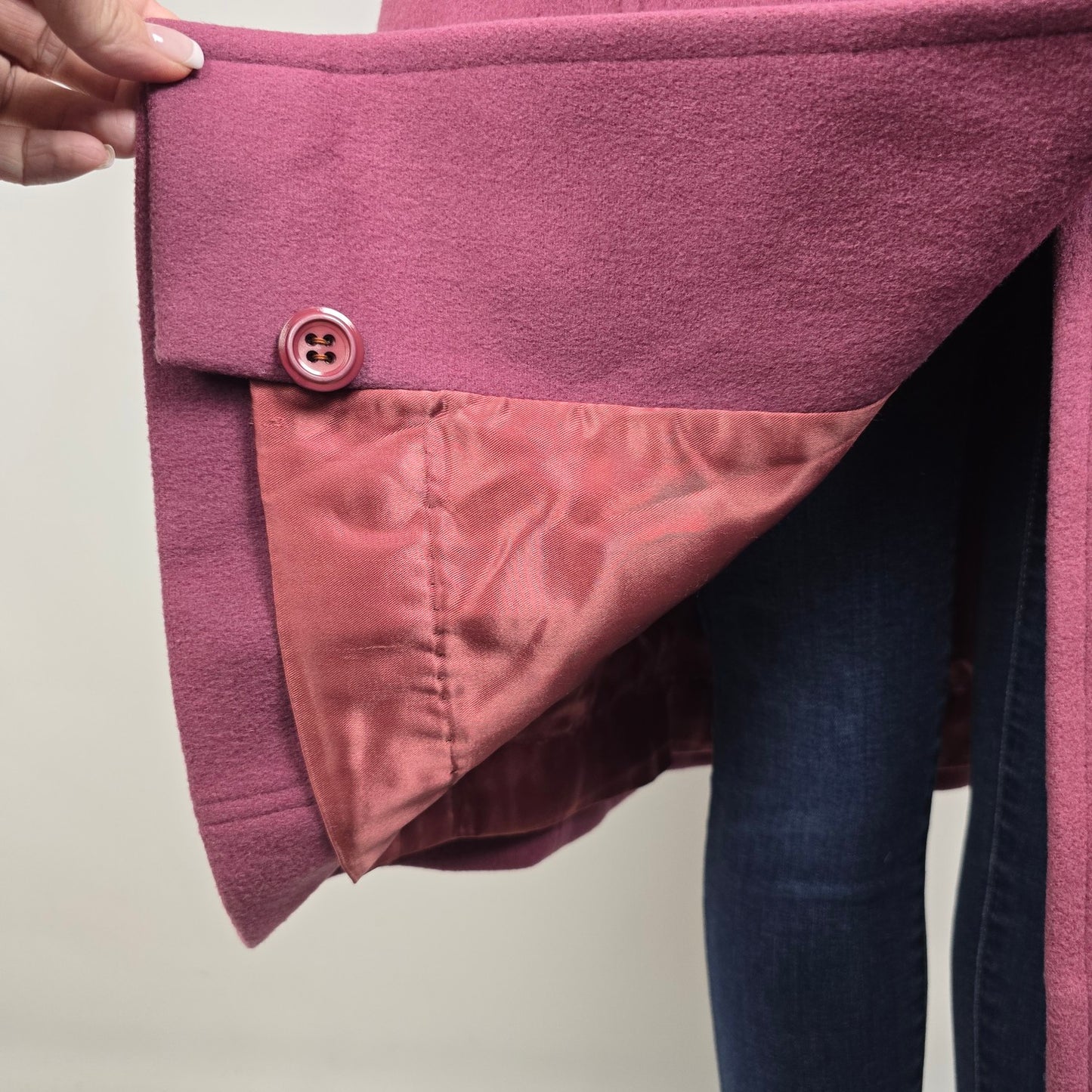 Vintage D'allairds Union Label Pink Wool Button Up Pea Coat Size M