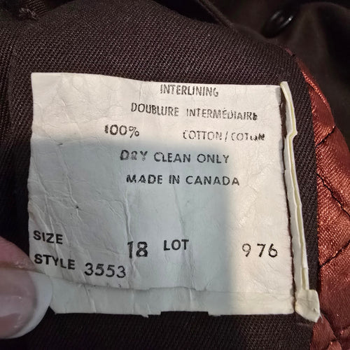 Vintage Fur Trimmed Brown Button Up Jacket Size 18