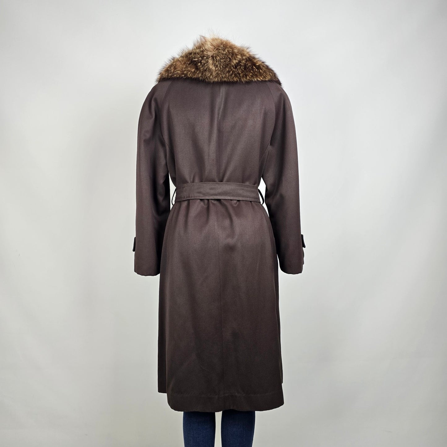 Vintage Fur Trimmed Brown Button Up  Jacket Size 18