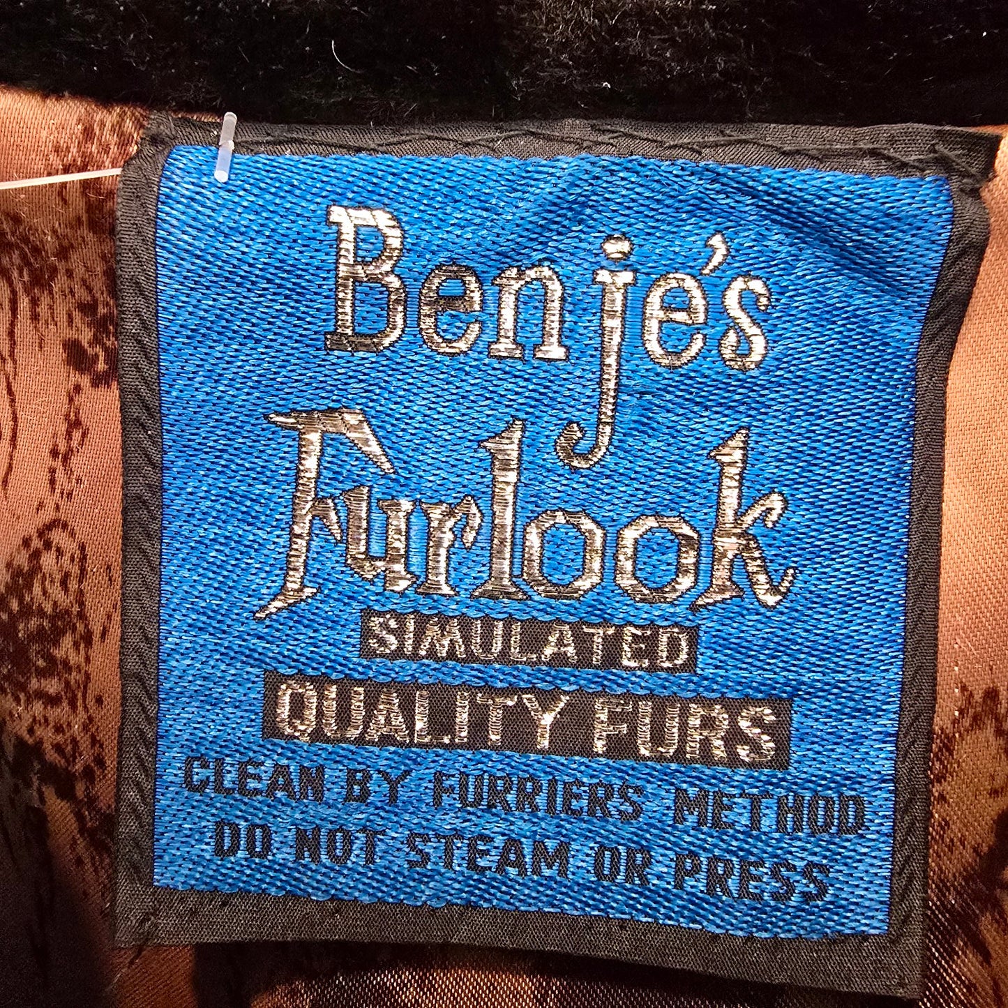 Vintage Benje's Furlook Faux Fur Brown Button Up Jacket Size L/XL