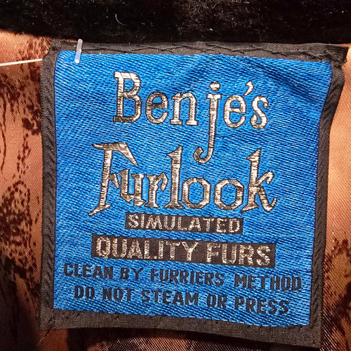 Vintage Benje's Furlook Faux Fur Brown Button Up Jacket Size L/XL