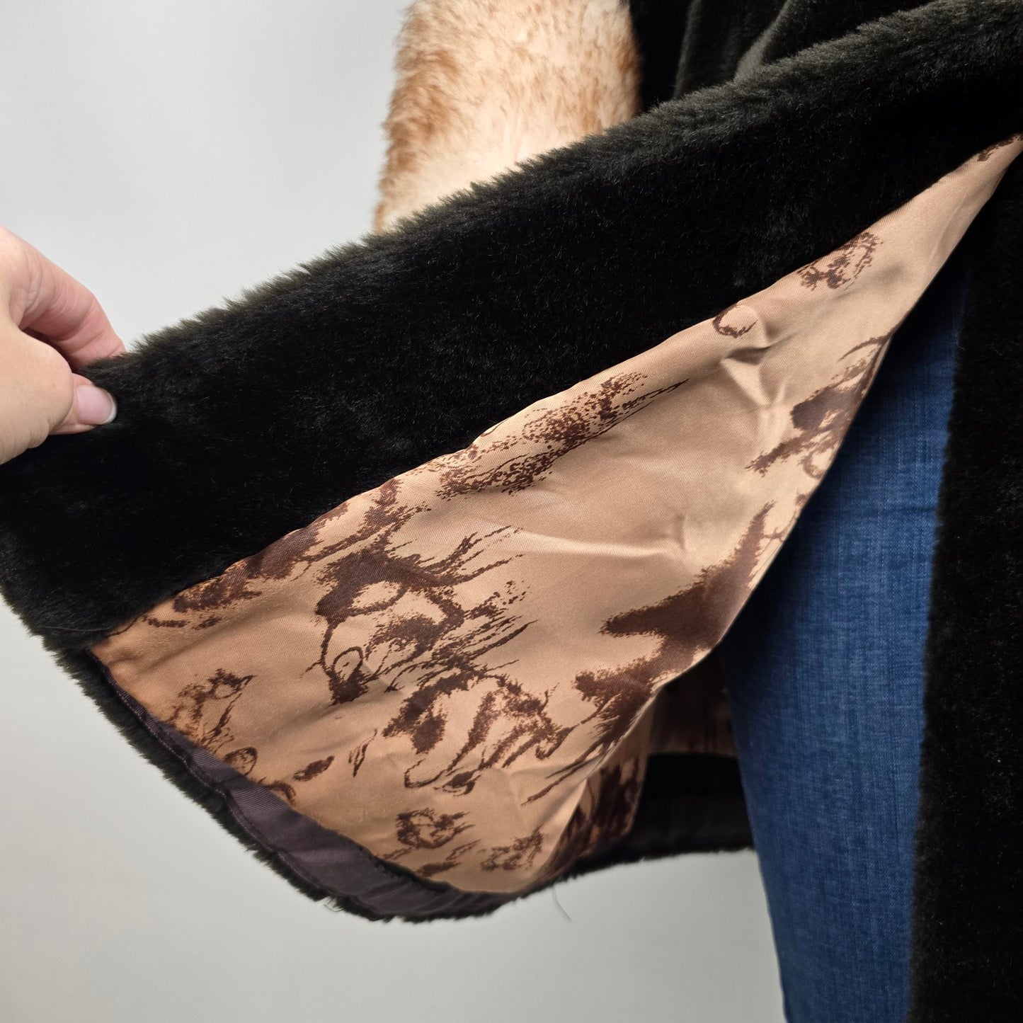 Vintage Benje's Furlook Faux Fur Brown Button Up Jacket Size L/XL