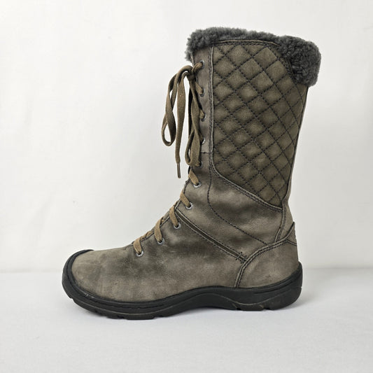 Keen Crested Butte Grey Leather Lace Up High Boots Size 8.5