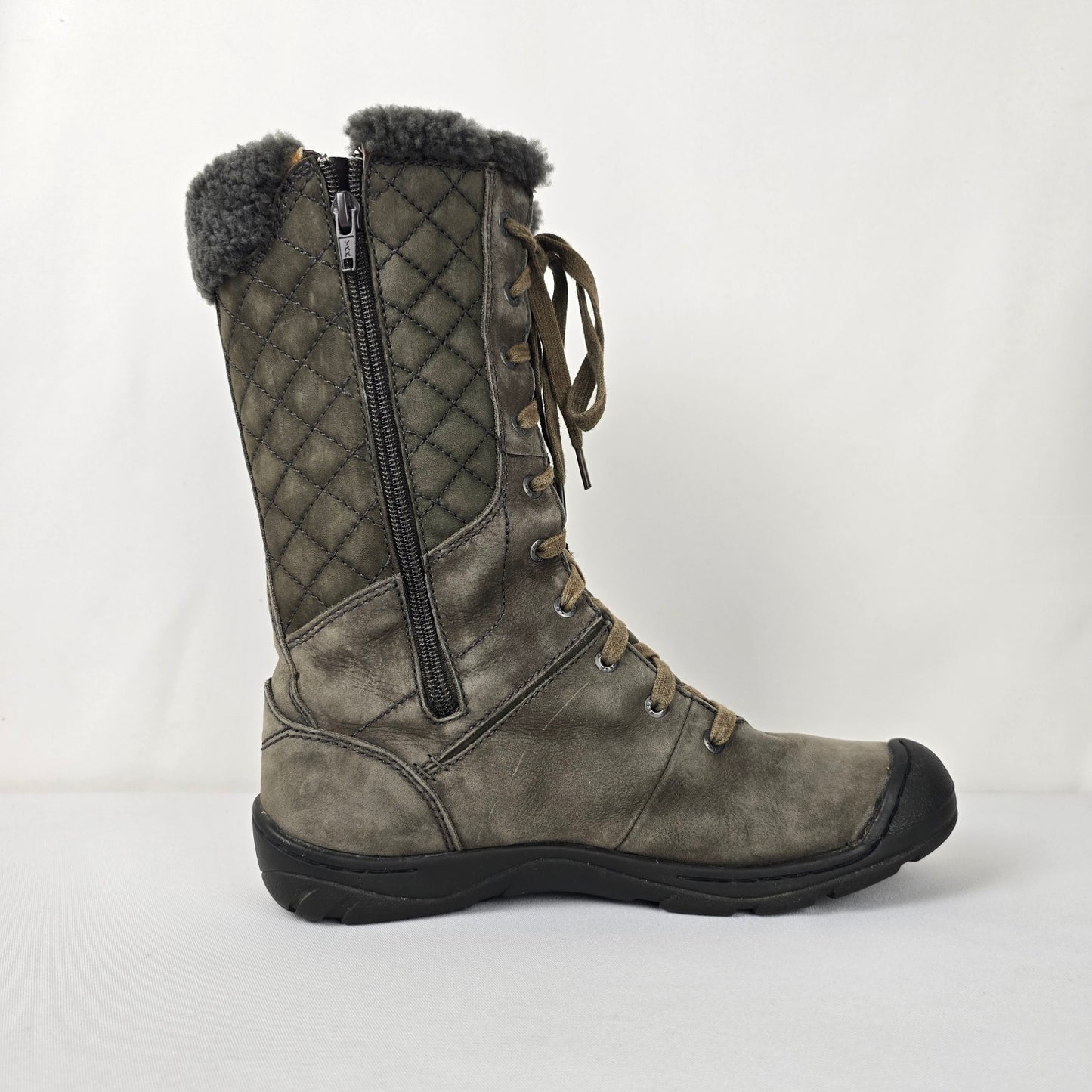 Keen Crested Butte Grey Leather Lace Up High Boots Size 8.5